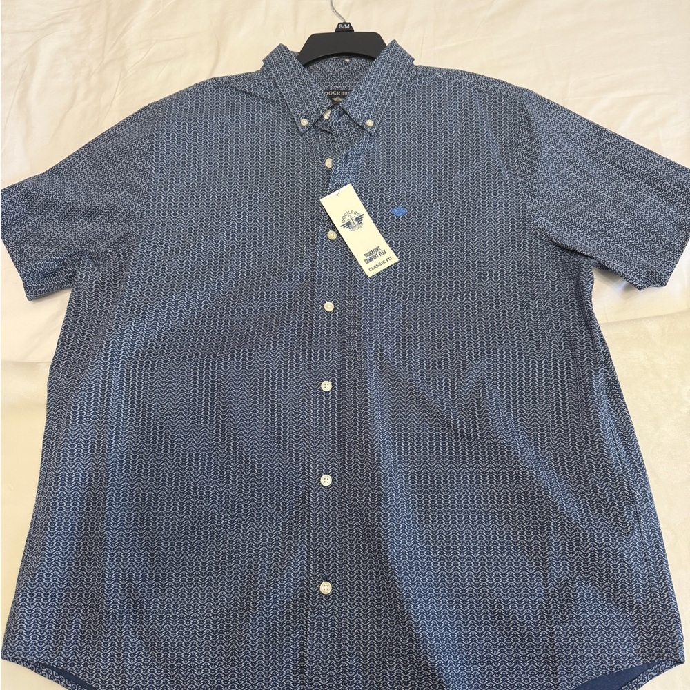 NWT Dockers Navy Patterned Button Down Shirt